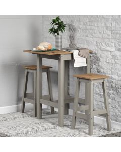 Corona Linea Drop Leaf Breakfast Table And 2 Stools In Grey