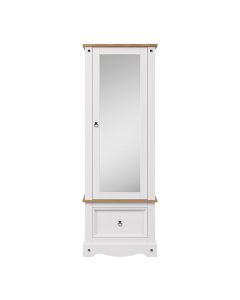 Corona Wooden Wardrobe With Mirrored Door And Drawer In White