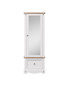 Corona Wooden Wardrobe With Mirrored Door And Drawer In White