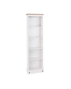 Corona Wooden Tall Narrow Bookcase In White