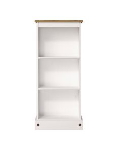 Corona Low Narrow Wooden Bookcase With 2 Shelves In White