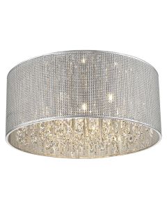 Crystal 6 Bulbs Palace Flush Ceiling Light In Chrome And Sliver