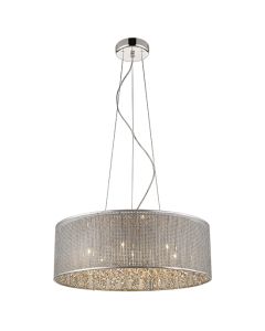 Crystal 7 Bulbs Palace Decorative Ceiling Pendant Light In Chrome And Sliver