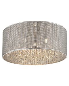 Crystal 7 Bulbs Palace Flush Ceiling Light In Chrome And Sliver