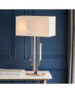 Crystal Cream Shade Cascade Table Lamp In Clear Crystal