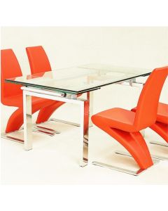 Crystal Extending Glass Dining Table With Chrome Legs