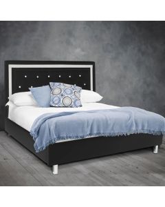 Crystalle Faux Leather Upholstered Double Bed In Black