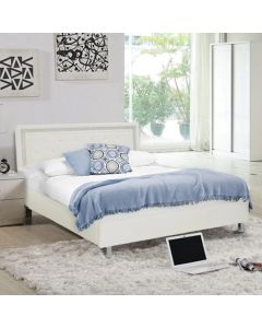 Crystalle Faux Leather Upholstered Double Bed In White