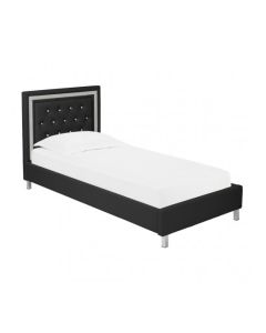 Crystalle Faux Leather Upholstered Single Bed In Black