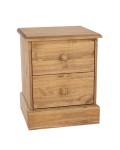 Calisa Wooden Bedside Cabinet With 2 Drawers In Waxed Pine