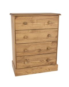 Calisa Wooden Chest Of 4 Drawers In Waxed Pine