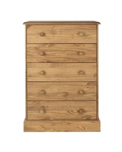 Calisa Wooden Chest Of 5 Drawers In Waxed Pine