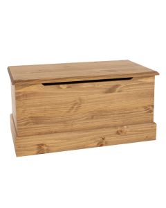 Calisa Wooden Ottoman Storage Trunk In Waxed Pine