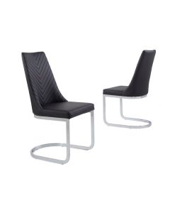 Curva Black Faux Leather Dining Chair In Pair