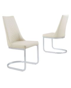 Curva Cream Faux Leather Dining Chairs In Pair