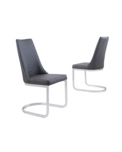 Curva Grey Faux Leather Dining Chair In Pair