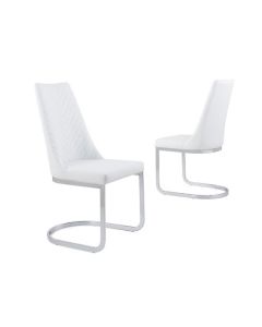 Curva White Faux Leather Dining Chair In Pair