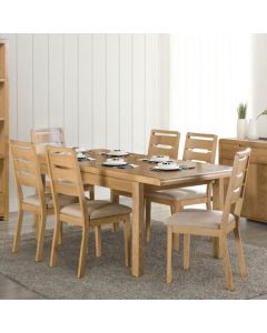 Curve Extending Wooden Dining Table In Oak With 6 Chairs