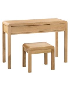 Curve Wooden 2 Drawers Dressing Table And Stool In Waxed Oak