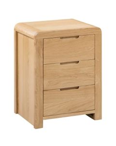 Curve Wooden 3 Drawers Bedside Cabinet In Waxed Oak