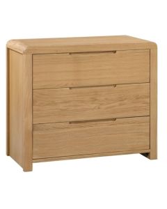 Curve Wooden Chest Of Drawers In Waxed Oak With 3 Drawers