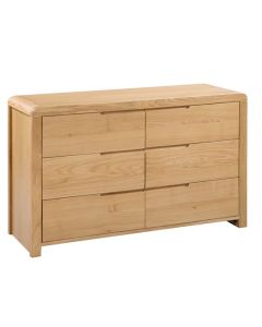 Curve Wooden Chest Of Drawers In Waxed Oak With 6 Drawers