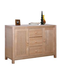 Cyprus Wooden Sideboard In Natural Ash With 2 Doors And 3 Drawers