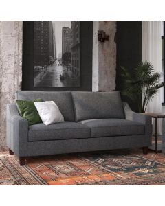 Luke Linen Fabric 2 Seater Sofa In Grey With Solid Wood Legs
