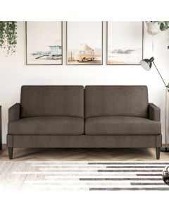 Asher Linen Fabric 3 Seater Sofa In Grey With Black Legs