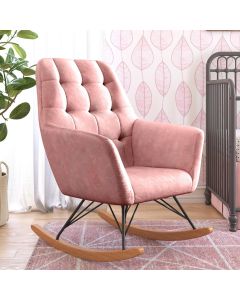 Raven Velvet Nursery Rocking Chair In Rose