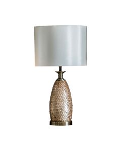 Dahlia Ivory Fabric Shade Table Lamp In Antique Brass