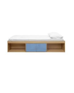 Dakota Wooden Single Cabin Bed In High Gloss Blue And Matt Oak