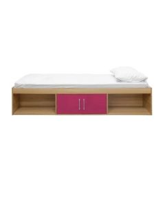 Dakota Wooden Single Cabin Bed In High Gloss Pink And Matt Oak