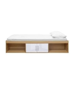 Dakota Wooden Single Cabin Bed In High Gloss White And Matt Oak
