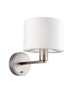 Daley Vintage White Shade Wall Light In Matt Nickel