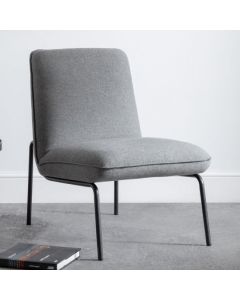 Dali Fabric Upholstered Bedroom Chair In Grey Wool Effect