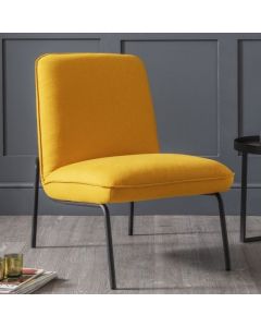 Dali Fabric Upholstered Bedroom Chair In Mustard Wool Effect