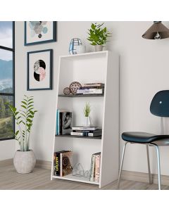 Dallas Low Wooden Bookcase With 3 Shelves In Carbon Grey Oak