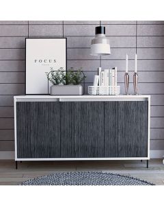 Dallas Medium Wooden 3 Doors Sideboard In Carbon Grey Oak