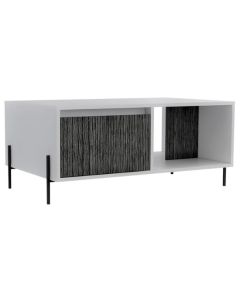 Dallas Wooden Coffee Table In White And Grey Oak With 2 Doors