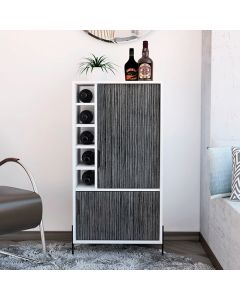 Dallas Wooden Drinks And Storage Bar Cabinet In Carbon Grey Oak