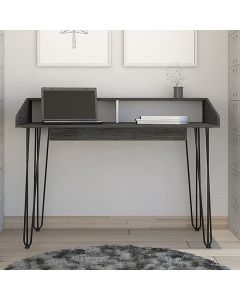 Dallas Wooden Home Office Computer Desk In Carbon Grey Oak