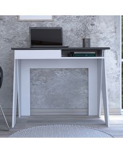 Dallas Wooden Home Office Computer Desk With Drawers In Carbon Grey Oak