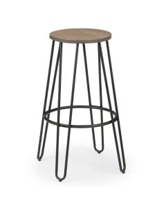 Dalston Round Wooden Bar Stool In Mocha Elm