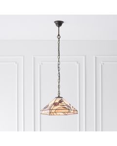 Damselfly Medium Tiffany Glass Ceiling Pendant Light In Bronze Effect