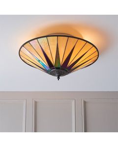 Dark Star Large 2 Lights Tiffany Glass Flush Ceiling Light