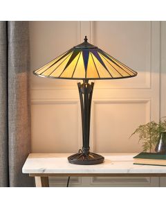 Dark Star Large Tiffany Glass Table Lamp In Black