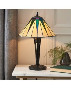 Dark Star Small Tiffany Glass Table Lamp In Dark Bronze