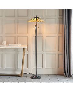 Dark Star Tiffany Glass Floor Lamp In Black