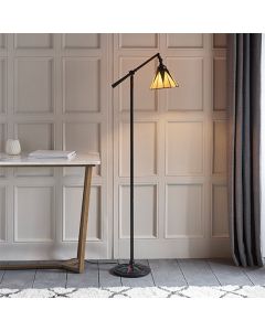 Dark Star Tiffany Glass Task Floor Lamp In Black